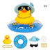 Car Duck Car Rubber Dashboard Decorations Ornament Yellow Duck with Mini Swim Ring Sun Cowboy Hat Necklace for Auto Office